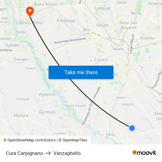 Cura Carpignano to Vanzaghello map