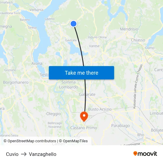 Cuvio to Vanzaghello map