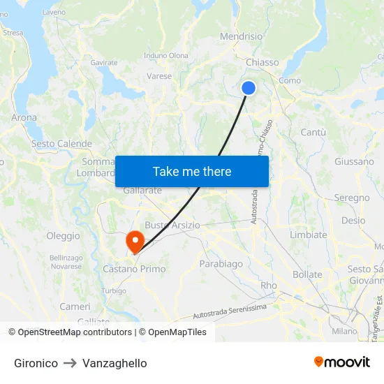 Gironico to Vanzaghello map