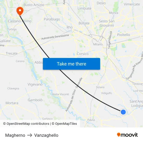 Magherno to Vanzaghello map