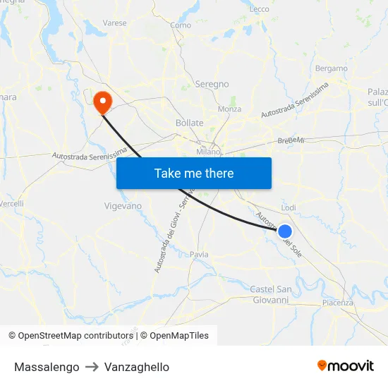 Massalengo to Vanzaghello map