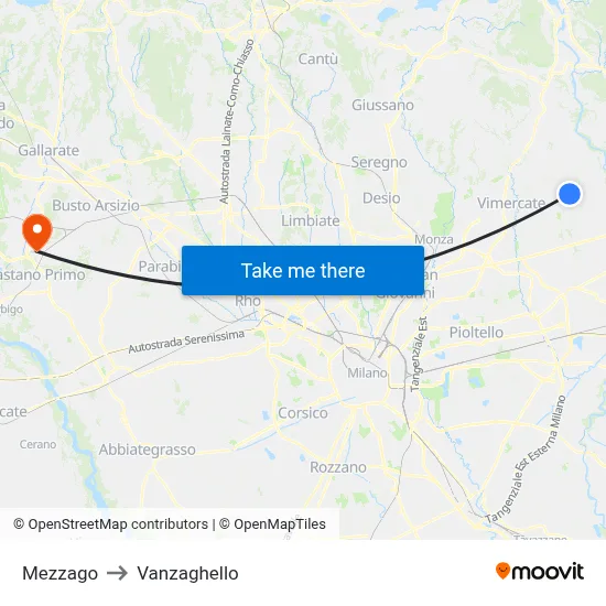 Mezzago to Vanzaghello map