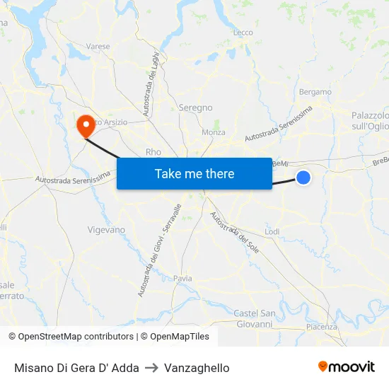Misano di Gera d'Adda to Vanzaghello map