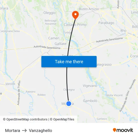 Mortara to Vanzaghello map