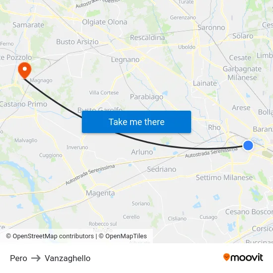 Pero to Vanzaghello map