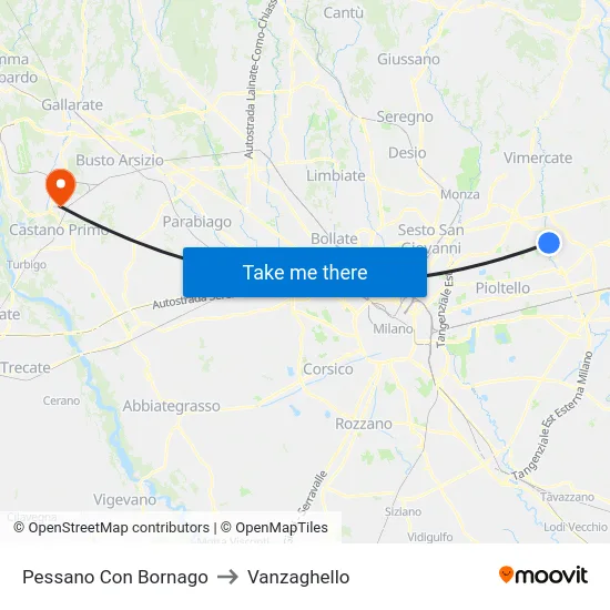 Pessano Con Bornago to Vanzaghello map