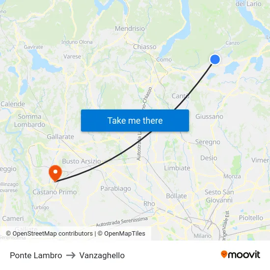 Ponte Lambro to Vanzaghello map