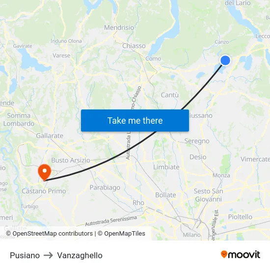 Pusiano to Vanzaghello map