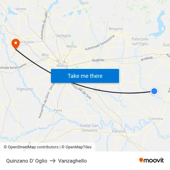 Quinzano D' Oglio to Vanzaghello map