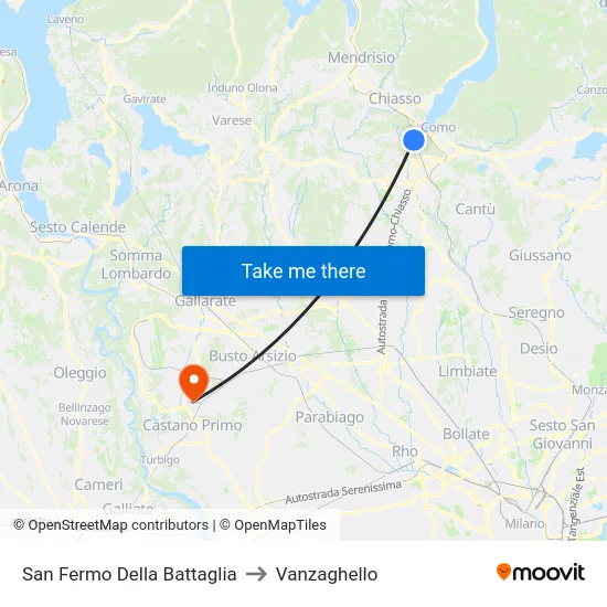 San Fermo Della Battaglia to Vanzaghello map