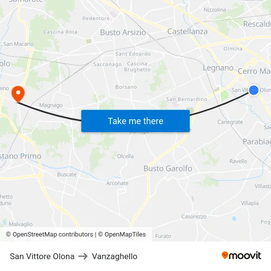 San Vittore Olona to Vanzaghello map