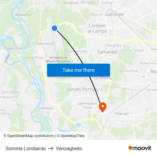 Somma Lombardo to Vanzaghello map