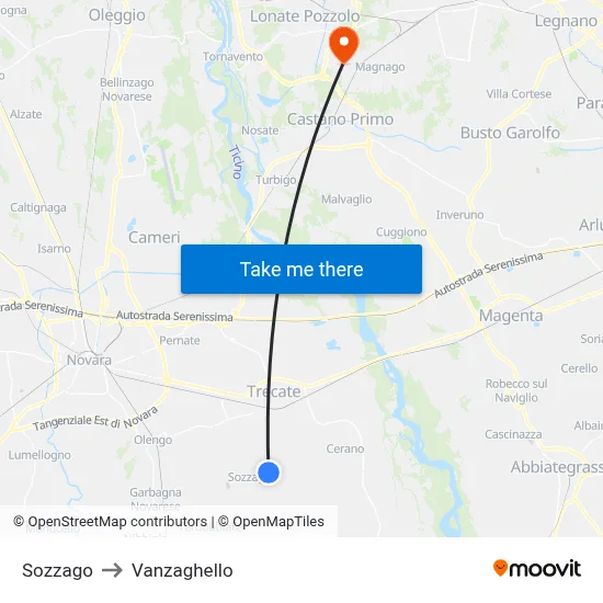 Sozzago to Vanzaghello map