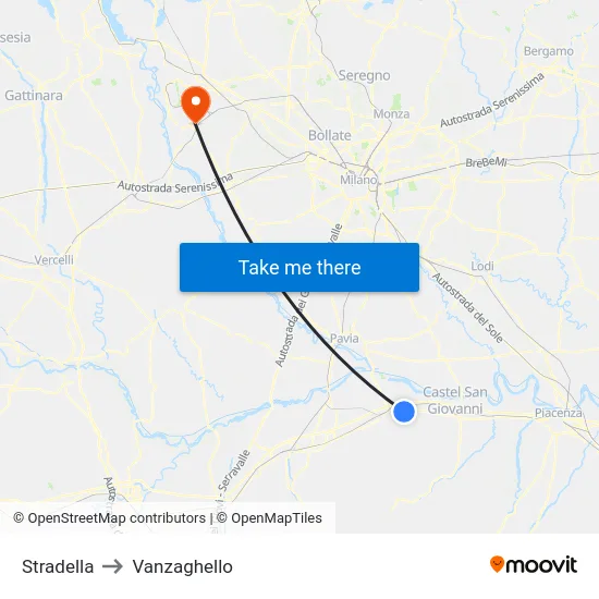 Stradella to Vanzaghello map