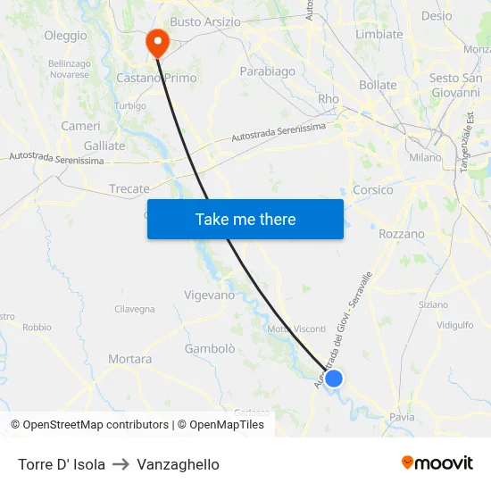 Torre D' Isola to Vanzaghello map