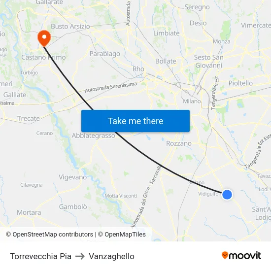 Torrevecchia Pia to Vanzaghello map