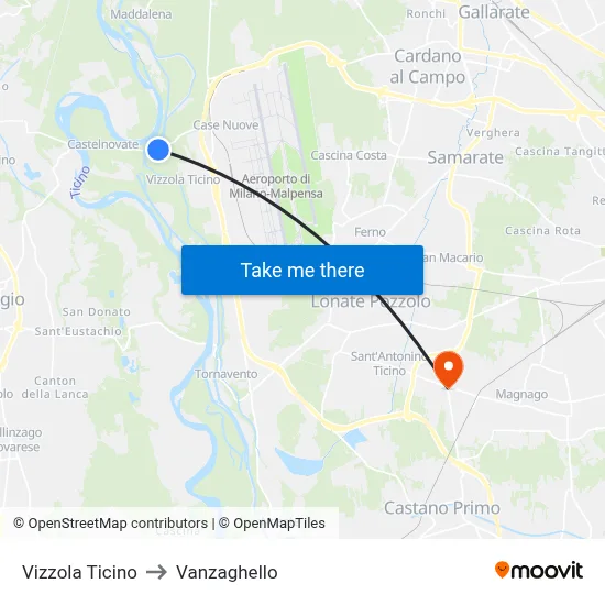 Vizzola Ticino to Vanzaghello map