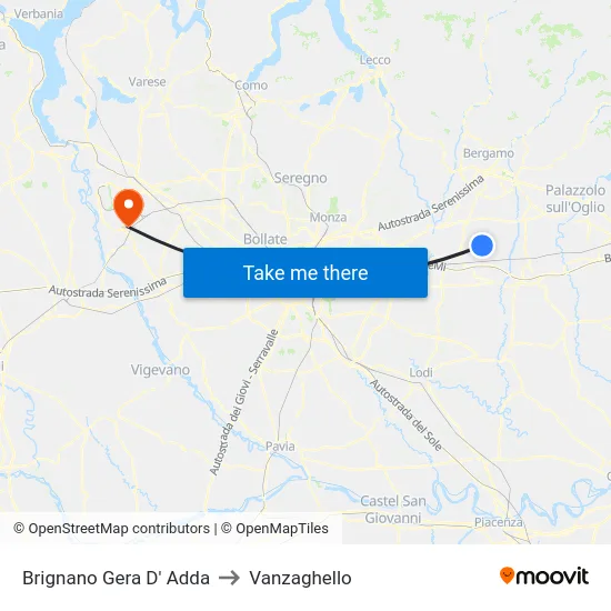 Brignano Gera D' Adda to Vanzaghello map