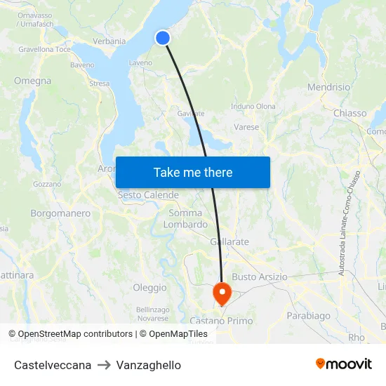 Castelveccana to Vanzaghello map