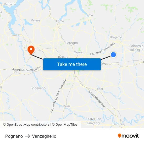 Pognano to Vanzaghello map