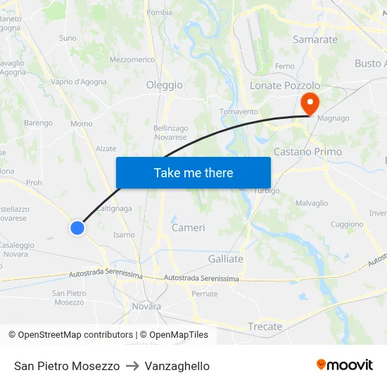 San Pietro Mosezzo to Vanzaghello map