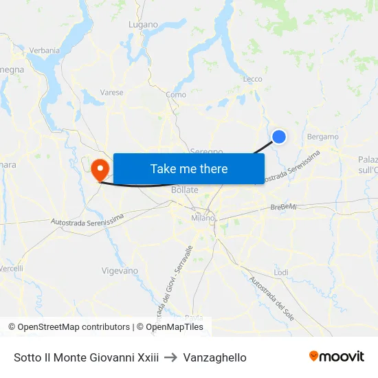 Sotto Il Monte Giovanni Xxiii to Vanzaghello map
