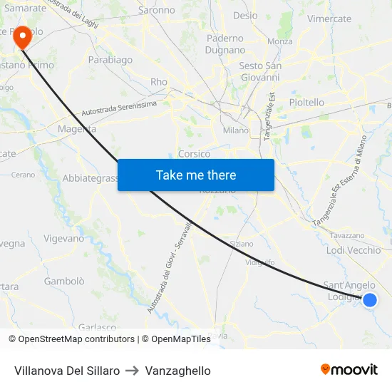 Villanova Del Sillaro to Vanzaghello map