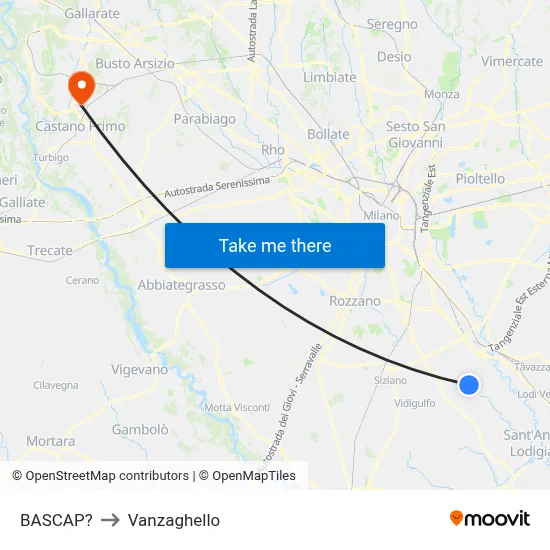 Bascap to Vanzaghello map