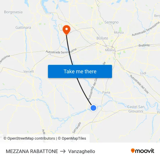 Mezzana Rabattone to Vanzaghello map