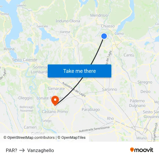 Parre to Vanzaghello map