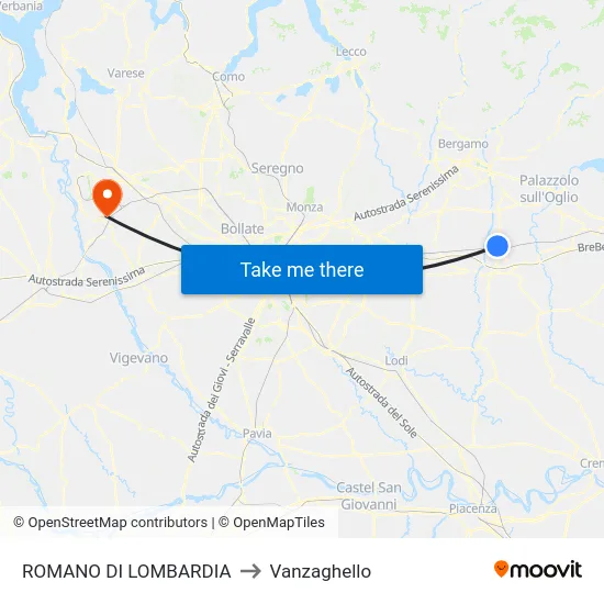 ROMANO DI LOMBARDIA to Vanzaghello map