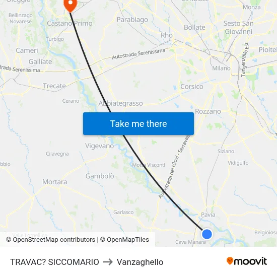Travacò Siccomario to Vanzaghello map