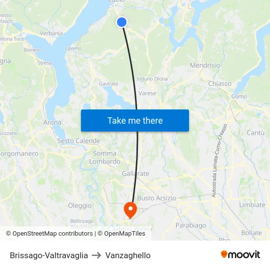 Brissago-Valtravaglia to Vanzaghello map