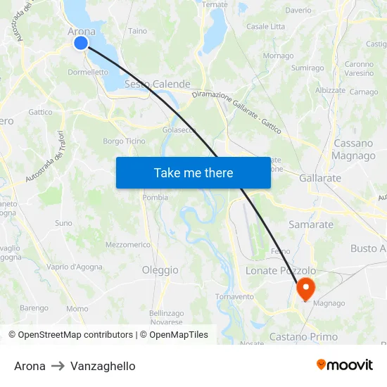 Arona to Vanzaghello map