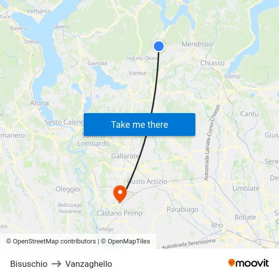 Bisuschio to Vanzaghello map