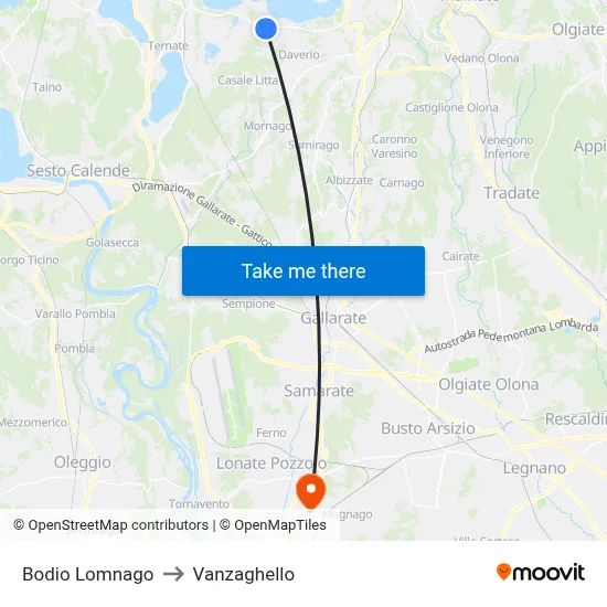 Bodio Lomnago to Vanzaghello map