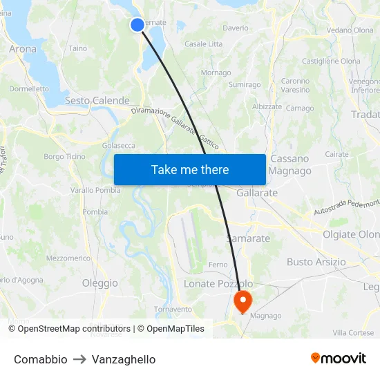 Comabbio to Vanzaghello map