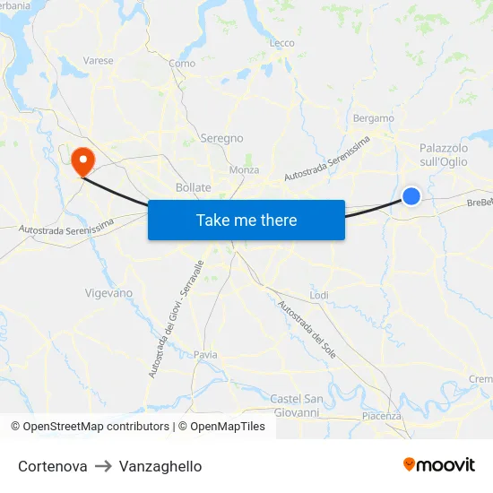 Cortenova to Vanzaghello map