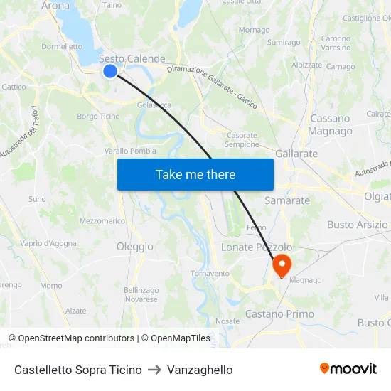 Castelletto Sopra Ticino to Vanzaghello map