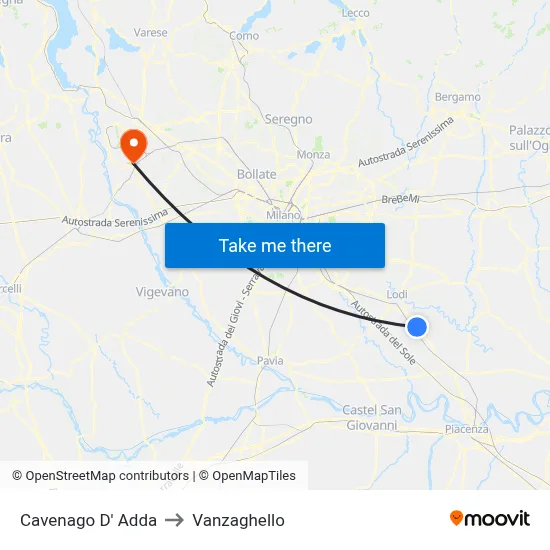 Cavenago D' Adda to Vanzaghello map