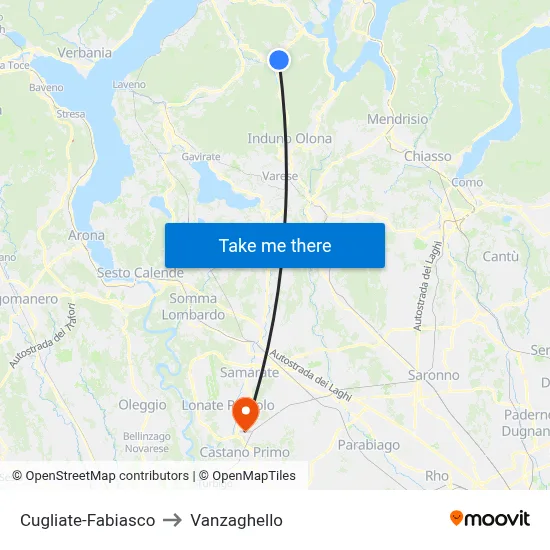 Cugliate-Fabiasco to Vanzaghello map
