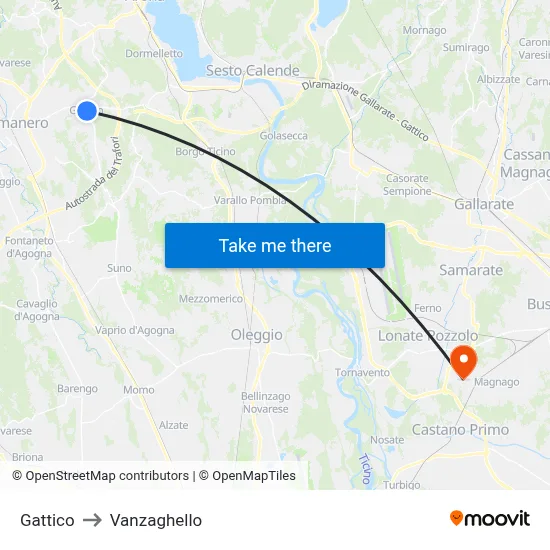 Gattico to Vanzaghello map