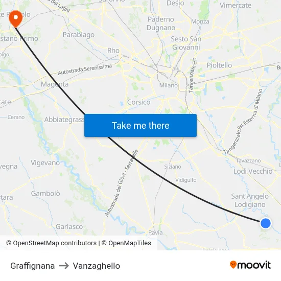 Graffignana to Vanzaghello map