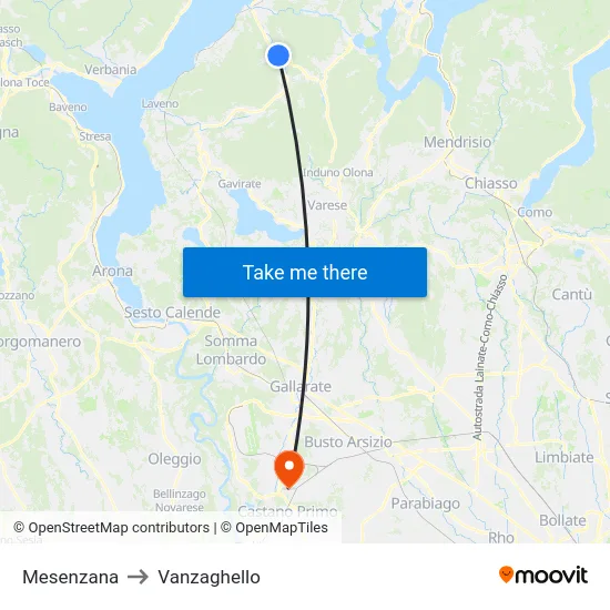 Mesenzana to Vanzaghello map