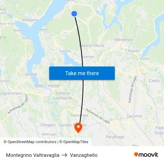 Montegrino Valtravaglia to Vanzaghello map