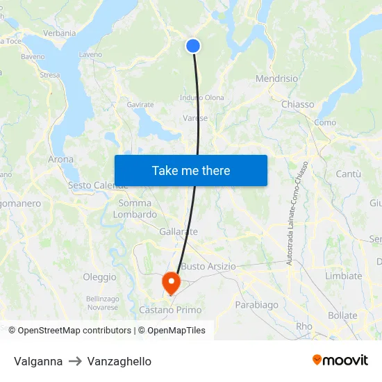 Valganna to Vanzaghello map