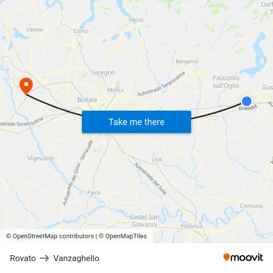 Rovato to Vanzaghello map