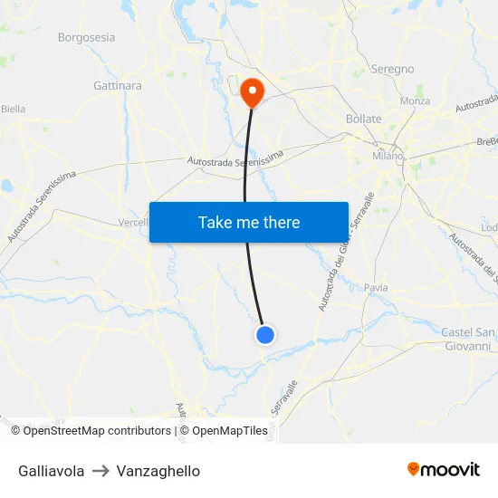 Galliavola to Vanzaghello map