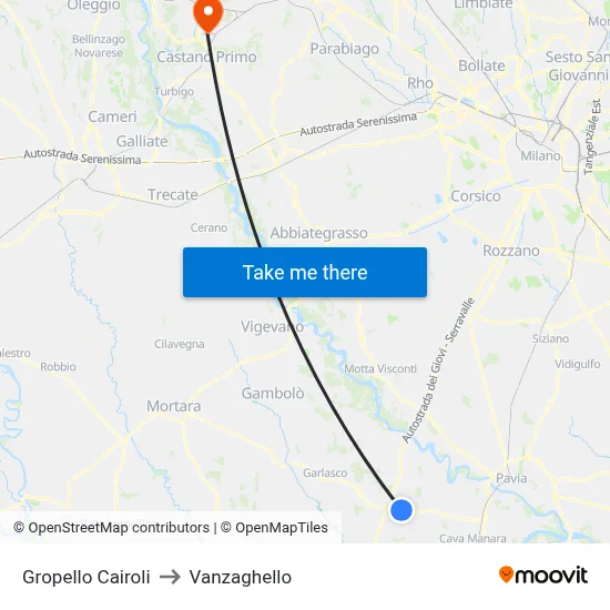 Gropello Cairoli to Vanzaghello map