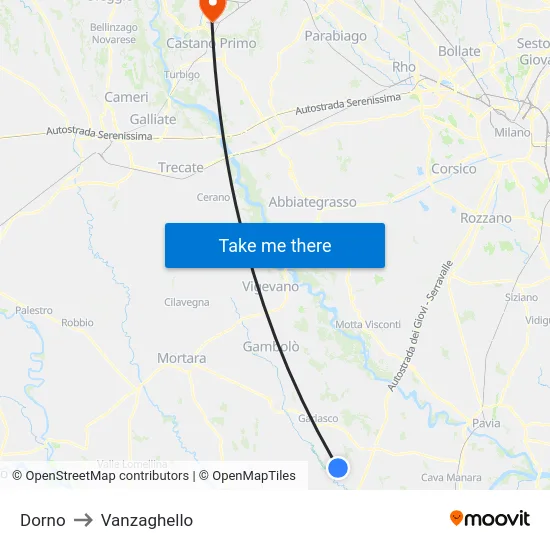 Dorno to Vanzaghello map